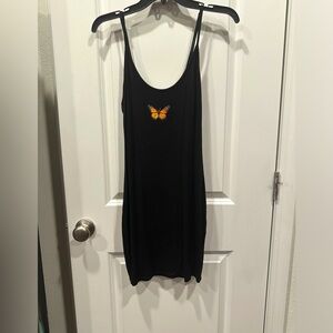 Black bodycon mini dress with butterfly